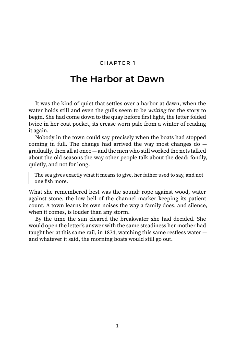Sample book interior page typeset by Typesheep in the Geometric style: chapter opener, running head, justified serif text and page number, formatted to Amazon KDP margin and font rules
