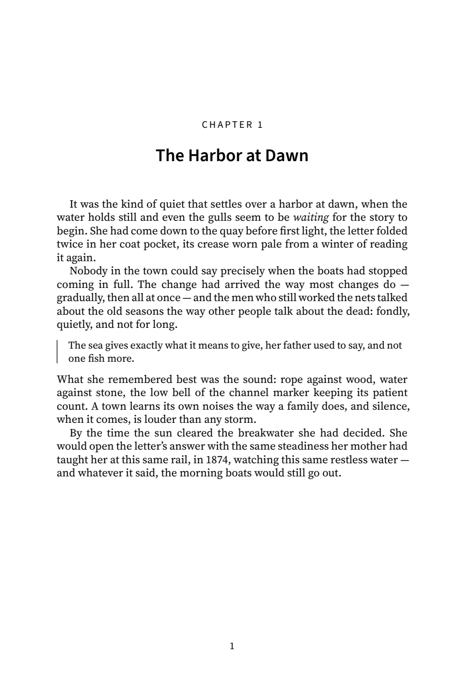 Sample book interior page typeset by Typesheep in the Modern style: chapter opener, running head, justified serif text and page number, formatted to Amazon KDP margin and font rules