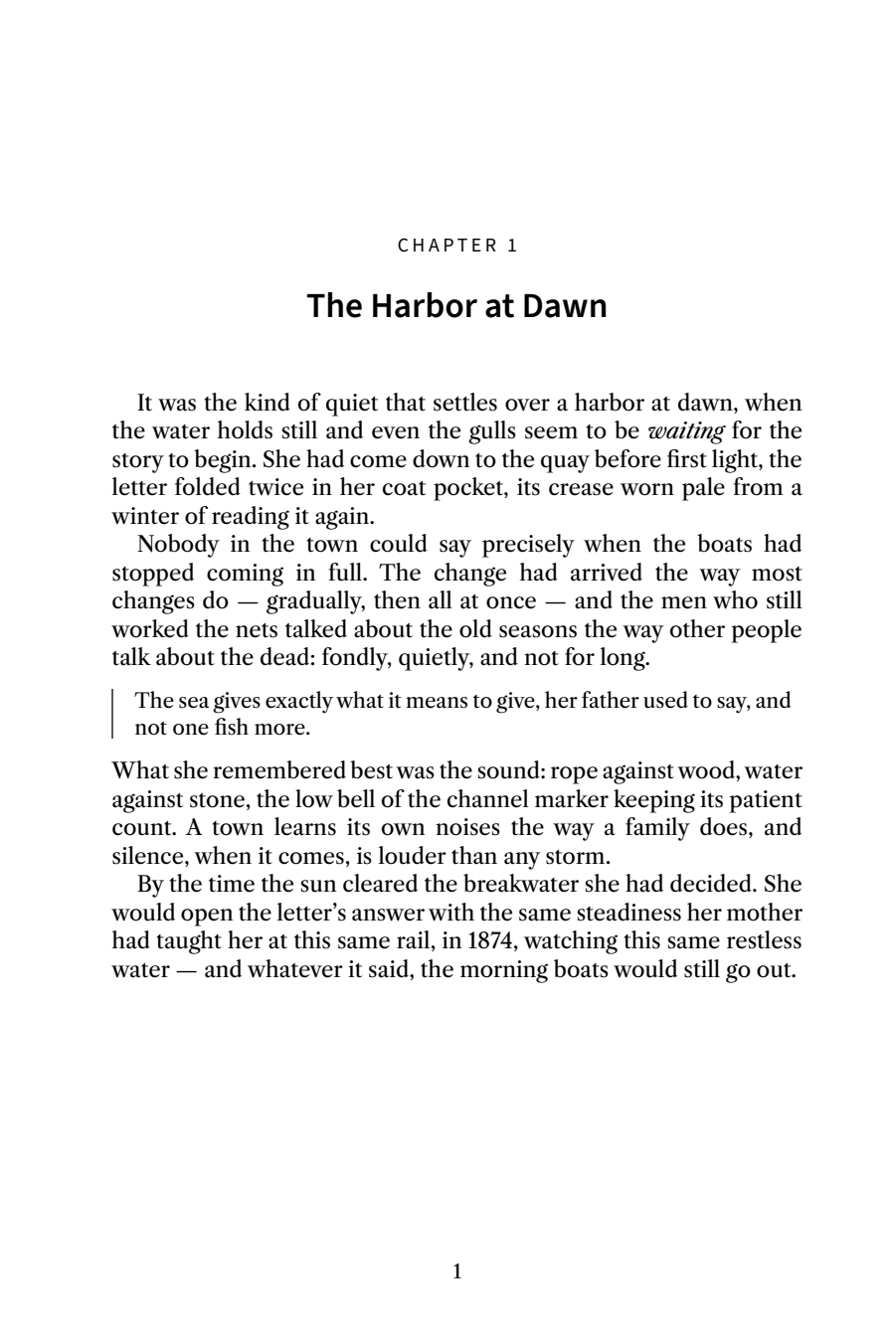 Sample book interior page typeset by Typesheep in the Traditional style: chapter opener, running head, justified serif text and page number, formatted to Amazon KDP margin and font rules